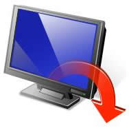 Image of a computer with an arrow, indicating downloading. 