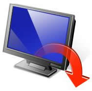 Image of a computer with an arrow, indicating downloading. 