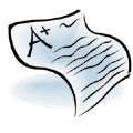 Graphic of a piece of homework with an A+ grade